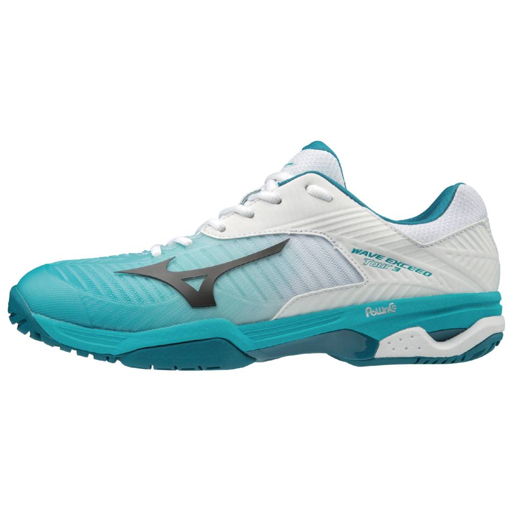 Mizuno Men's Wave Exceed Tour 3 AC Tennis Shoes White/peacock Blue (550001-LHJ)